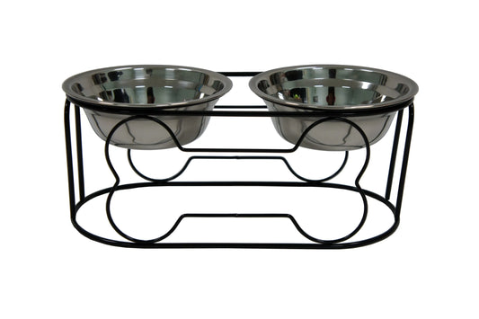 Wrought Iron Stand with Double Stainless Steel Feeder Bowls