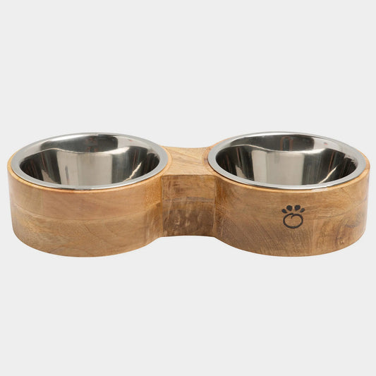 Wood & Metal Feeder Double Diner